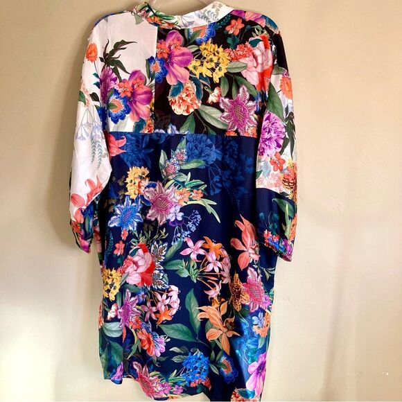 NEW Johnny Was Neon Jungle Mix Easy Patchwork Button Tunic Dress Silk Size L - Picture 11 of 16